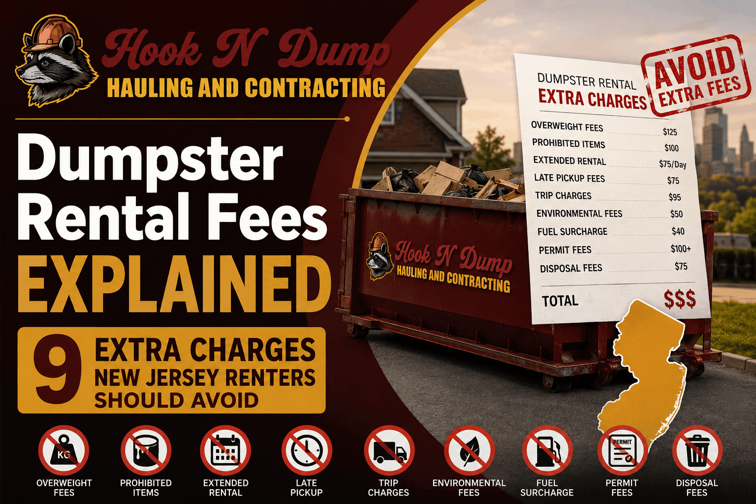 Hook N Dump guide to nine extra dumpster rental fees New Jersey renters should avoid